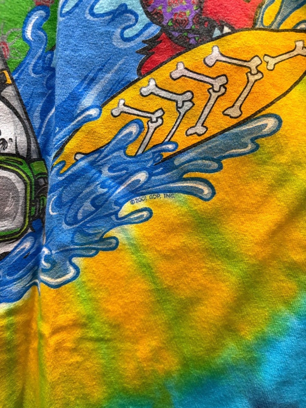 Vintage Liquid Blue Grateful Dead Tie Dye Tee Shirt - Picture 5 of 5